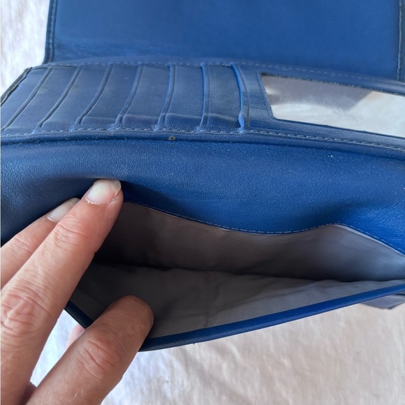 Vintage Coach SoHo Pleated Trifold Long Blue Leather Wallet - Picture 5 of 9